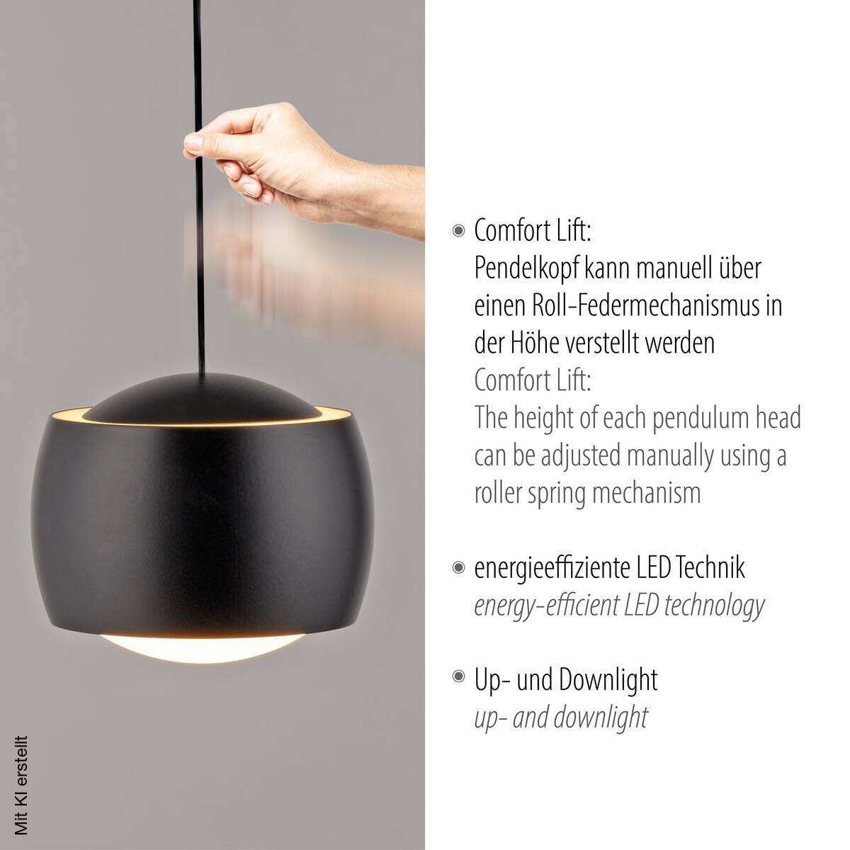 Just Light Pendelleuchte Ballini schwarz
