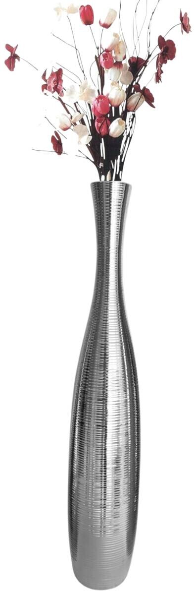Vase silber Keramik B/H: ca. 13x70 cm