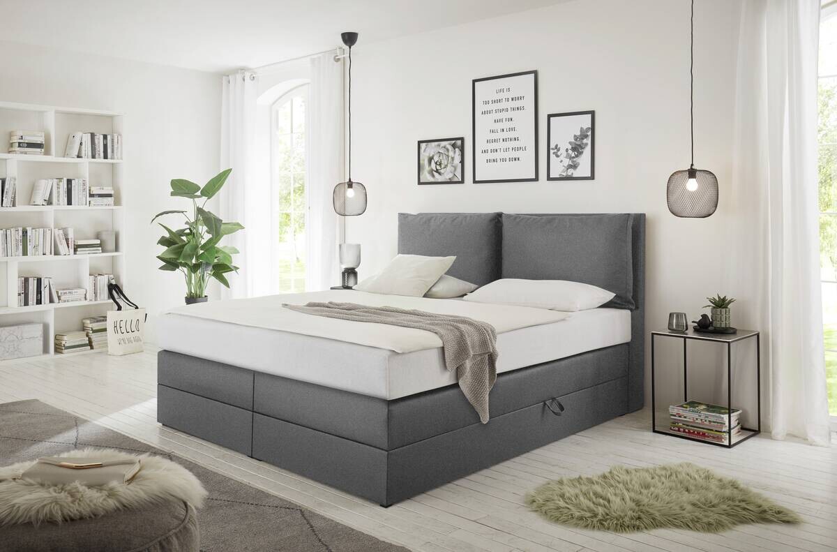 Boxspringbett Lissy graubraun Liegefläche B/L: ca. 180x200 cm