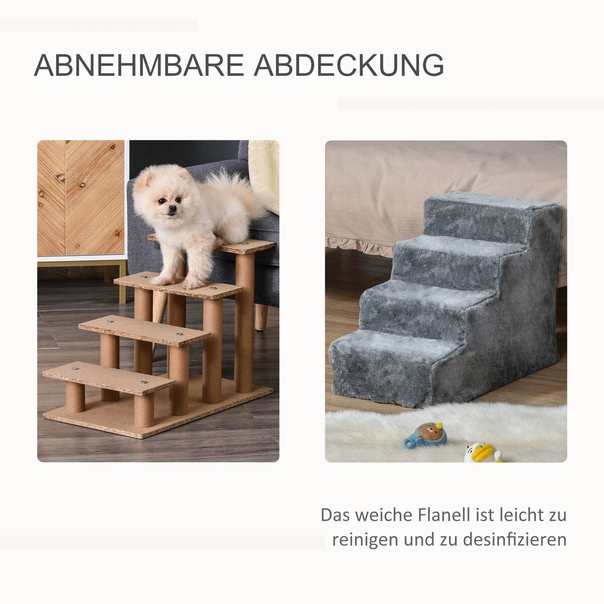 PawHut Haustiertreppe grau Polyester B/H/L: ca. 35x44x60 cm