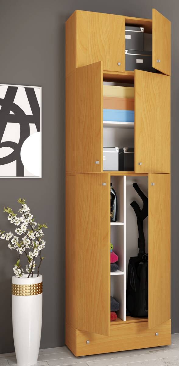 Putzschrank Lona buche Nachbildung weiß B/H/T: ca. 70x240x39 cm