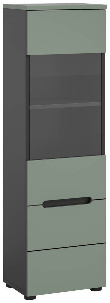 Vitrine Canu grün basaltgrau Nachbildung B/H/T: ca. 36x125x33 cm