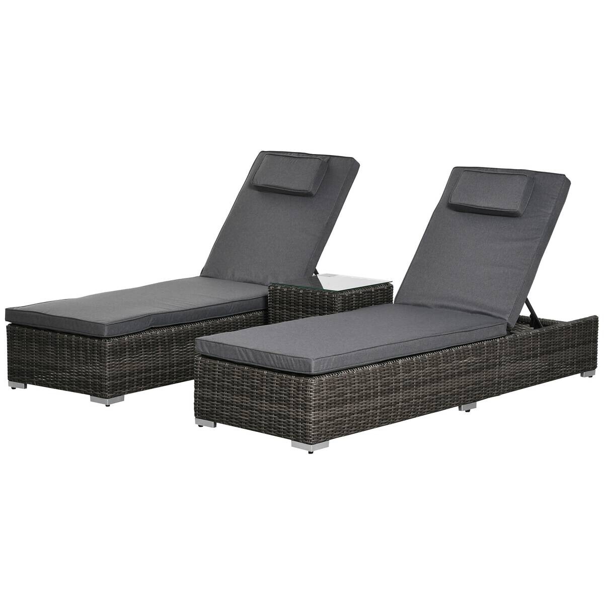 Outsunny Sonnenliege grau Aluminium B/H/L: ca. 60x195x91 cm