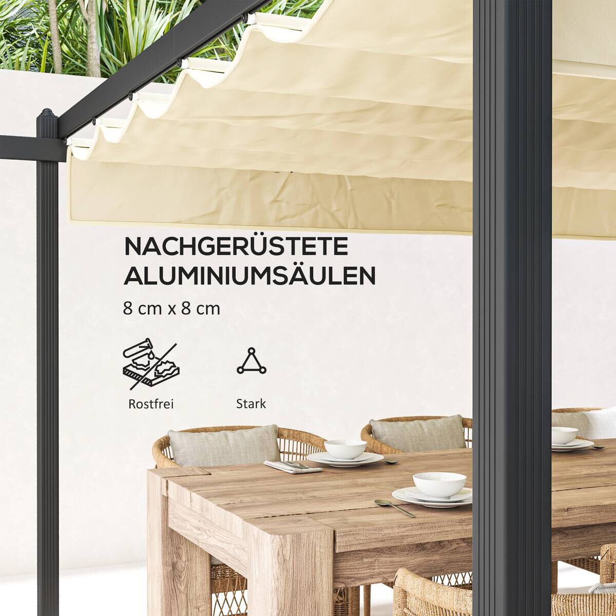 Outsunny Pergola beige Aluminium B/H/L: ca. 390x223x390 cm
