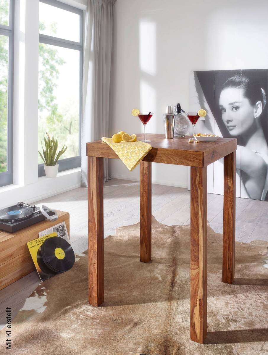 Bartisch natur Echtholz B/H/T: ca. 80x110x80 cm