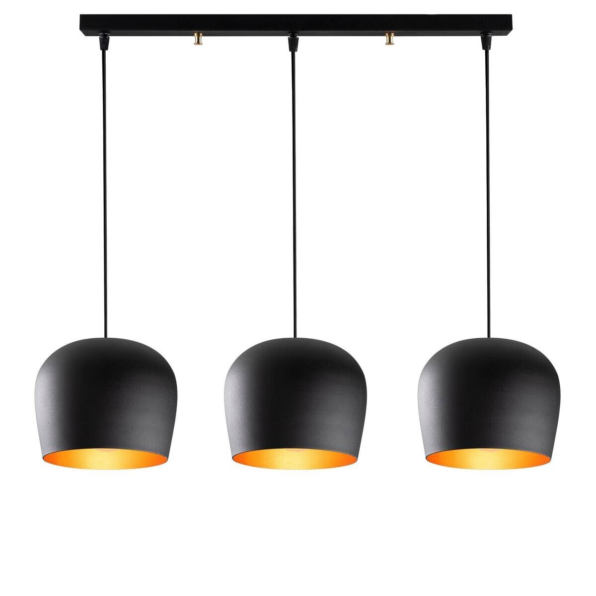 Pendelleuchte schwarz Eisen B/H/L/D: ca. 74x110x74x74 cm E27 3 Brennstellen