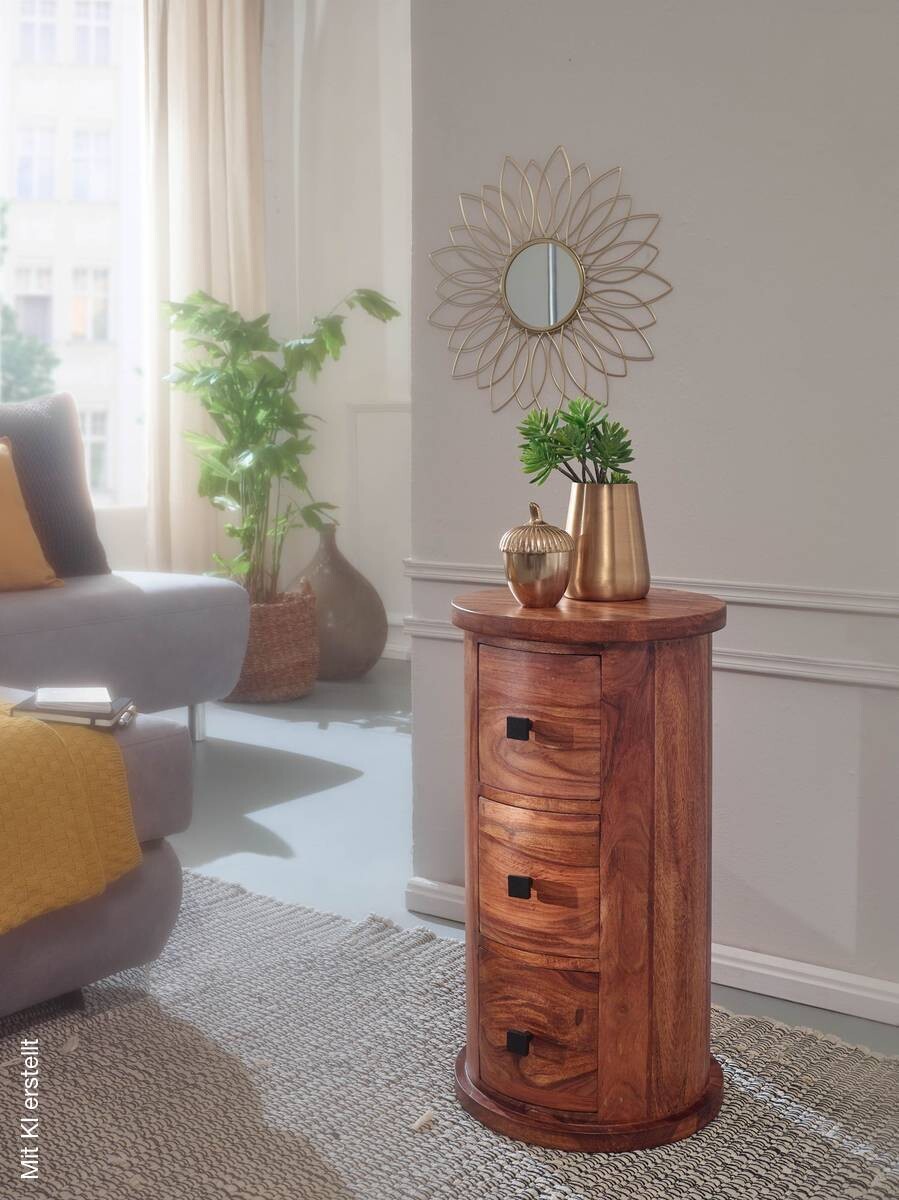 Sideboard natur schwarz lackiert B/H/T: ca. 35x65x35 cm