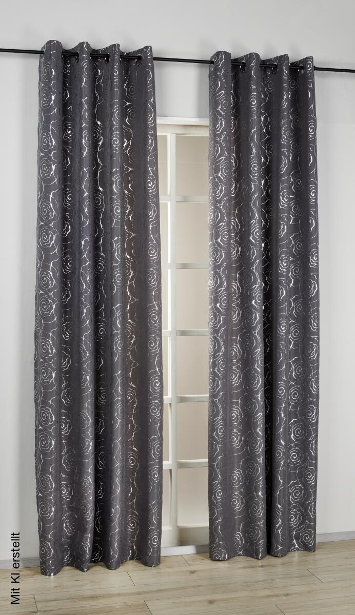 silver edition Ösenvorhang Glamour grau B/L: ca. 135x245 cm
