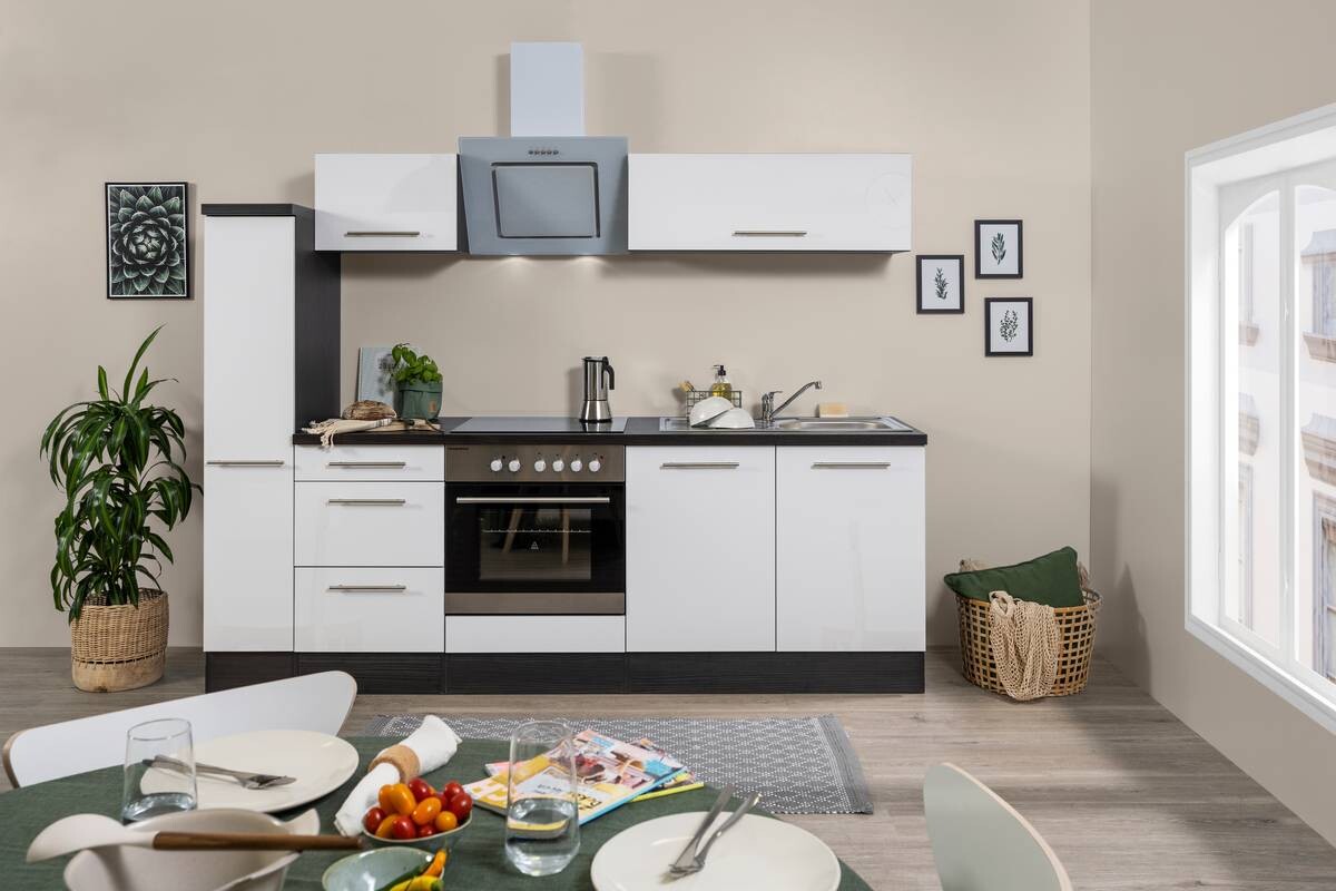 Respekta Küchenblock Amanda weiß Hochglanz B/H/T: ca. 240x200x60 cm