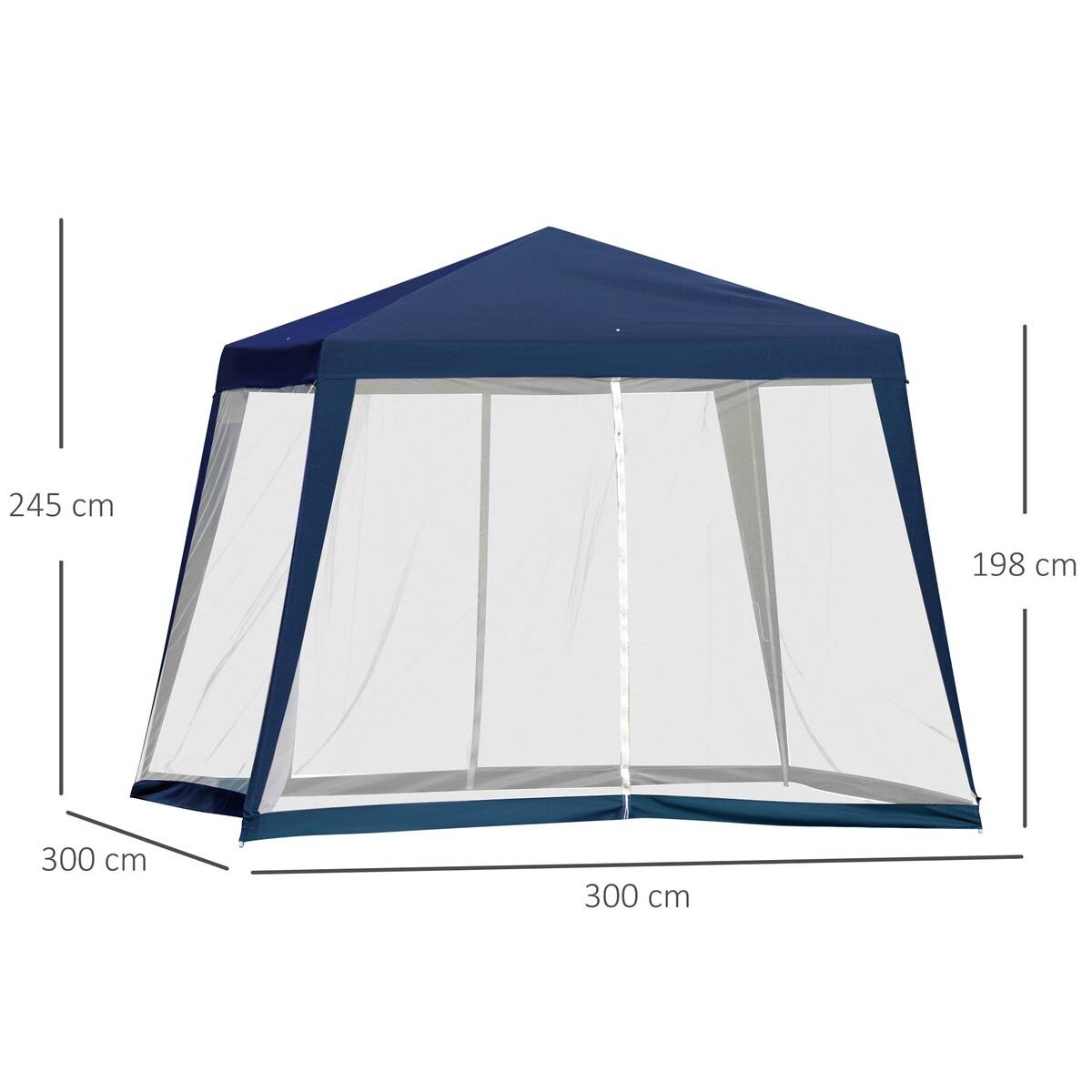 Outsunny Pavillon blau Polyester B/H/L: ca. 300x245x300 cm