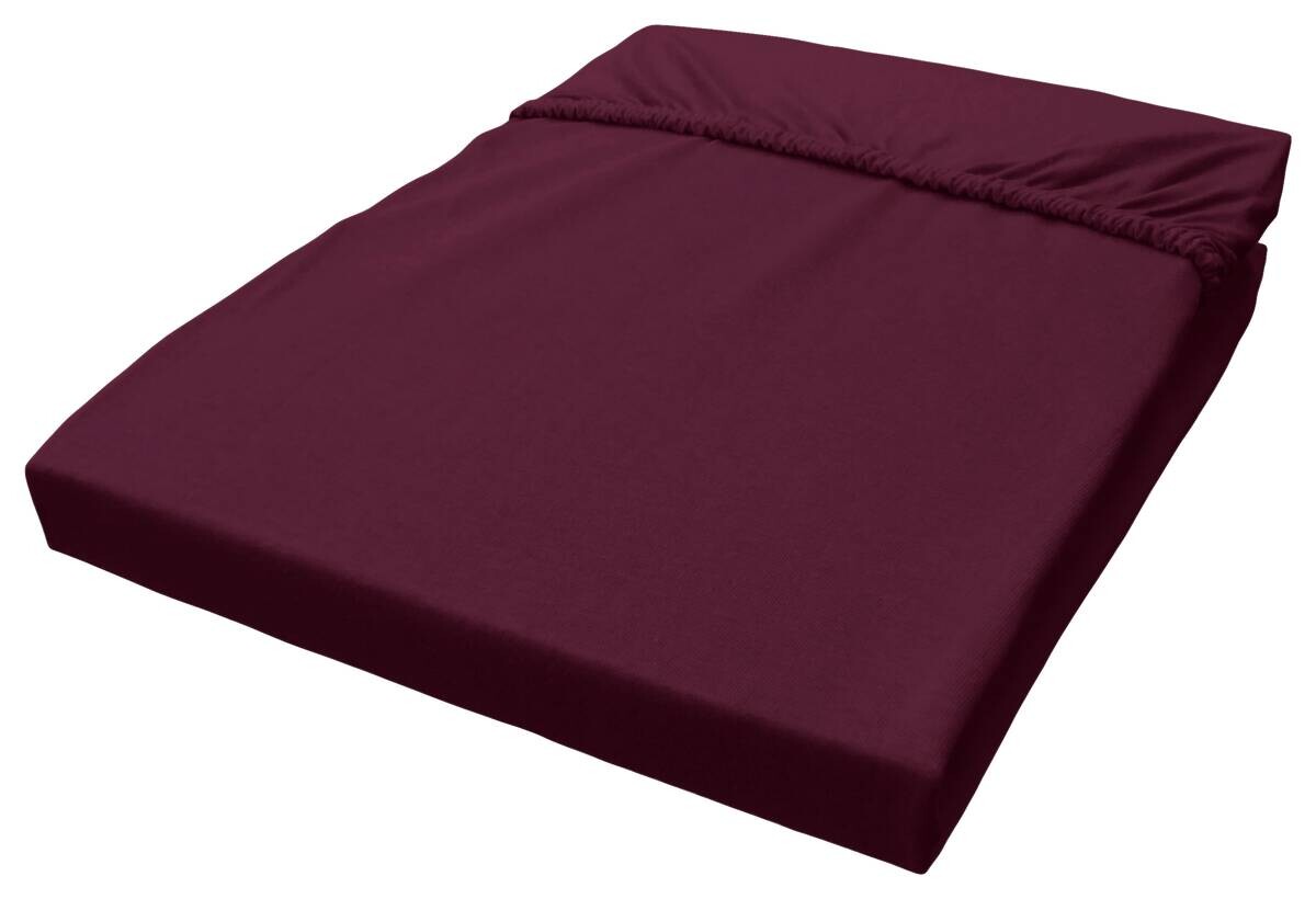 Jersey Spannbetttuch aubergine Baumwolle B/H/L: ca. 100x28x200 cm