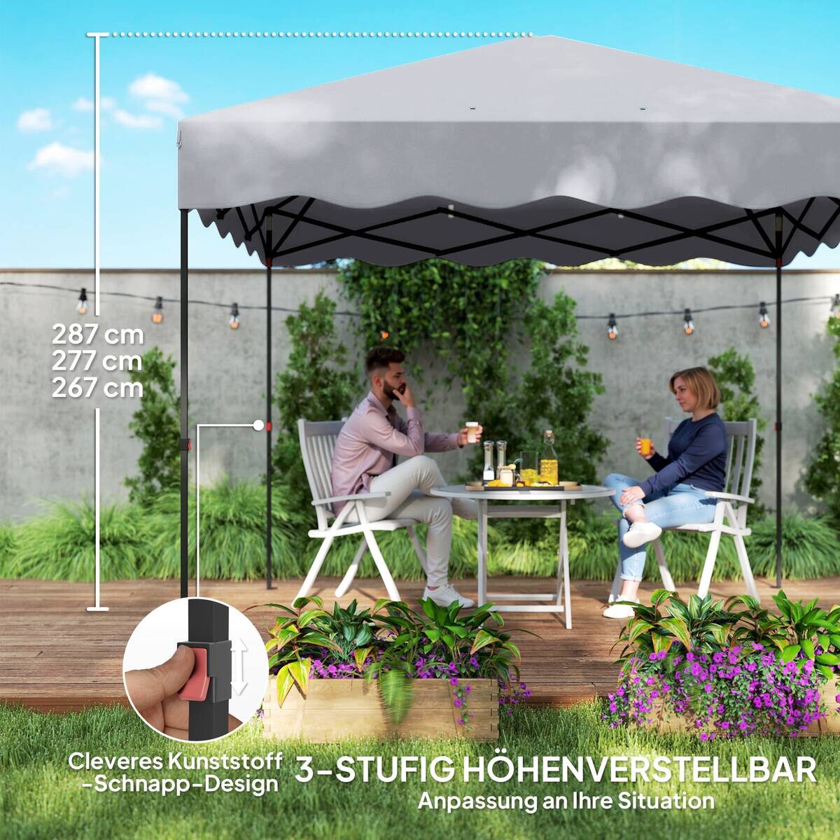 Outsunny Pavillon hellgrau Polyester B/H/L: ca. 297x287x297 cm
