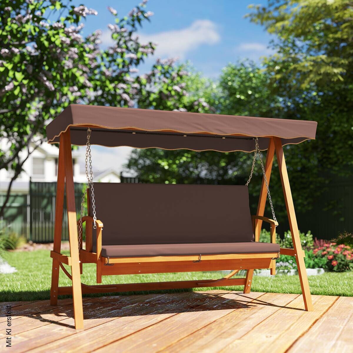 Outsunny Hollywoodschaukel braun Holz B/H/L: ca. 130x181x236 cm