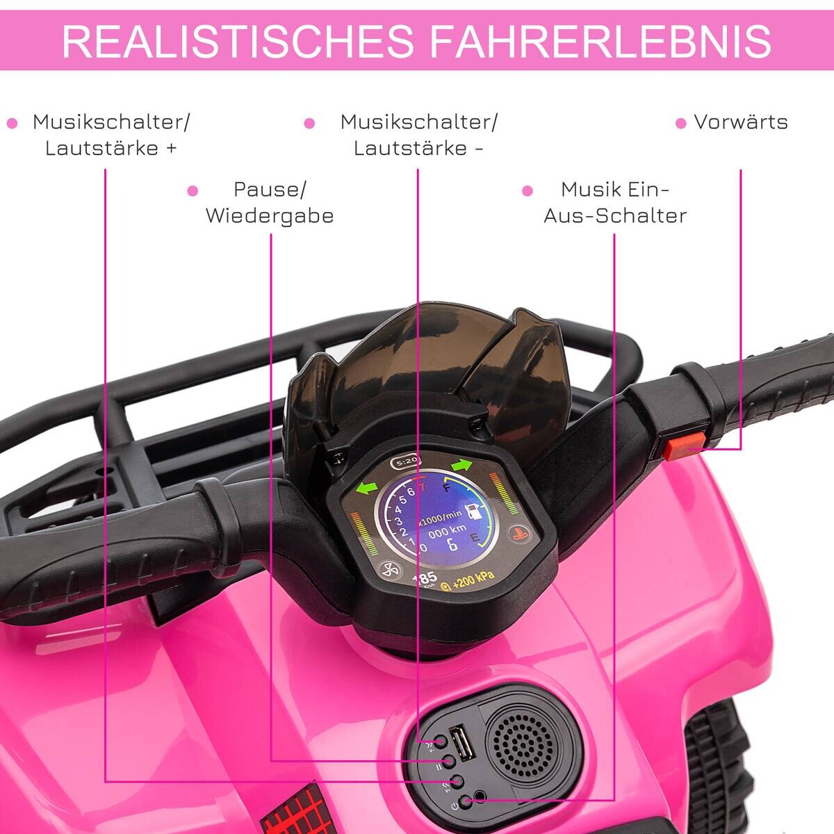 HOMCOM Kinderauto rosa B/H/L: ca. 42x70x45 cm