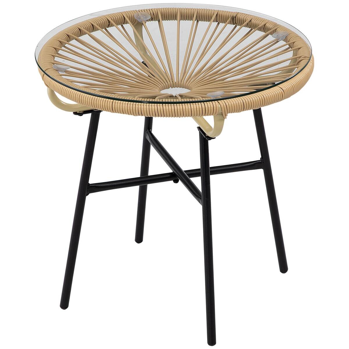 Outsunny Beistelltisch beige Eisen B/H/L: ca. 50x50x50 cm