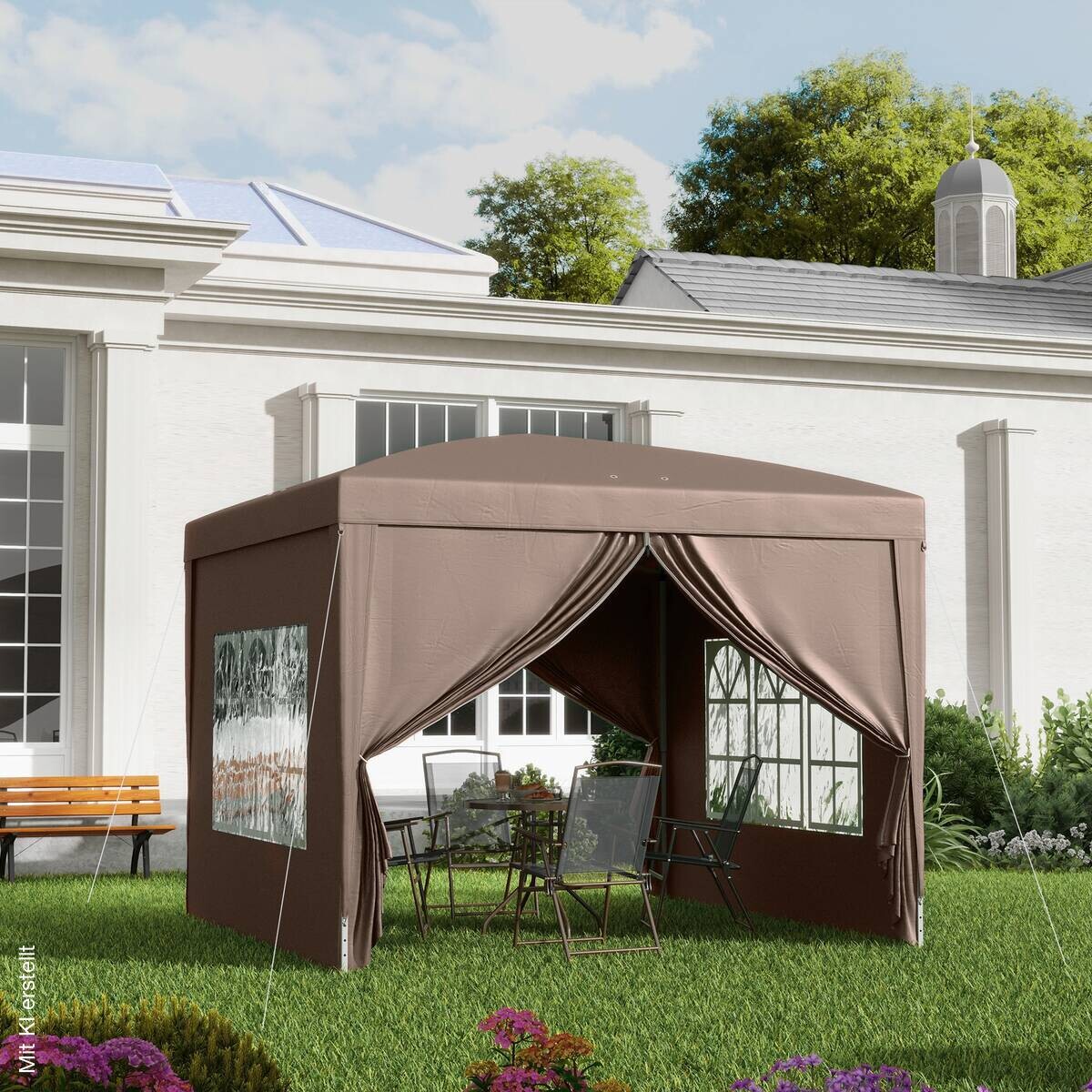 Outsunny Pavillon kaffee Polyester B/H/L: ca. 295x258x295 cm