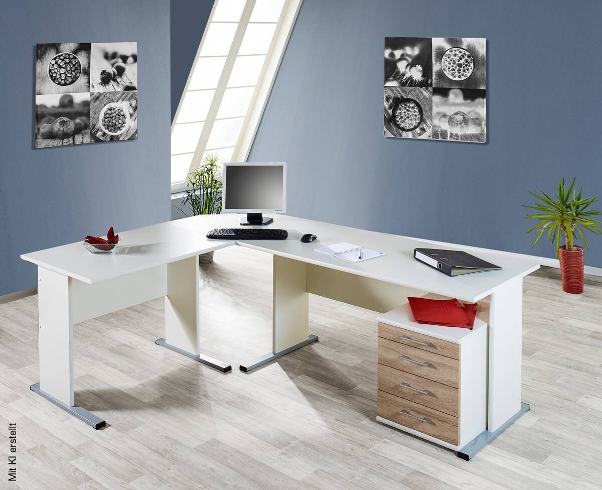 Schreibtisch Serie 200 perlweiß B/H/T: ca. 90x74,2x65 cm