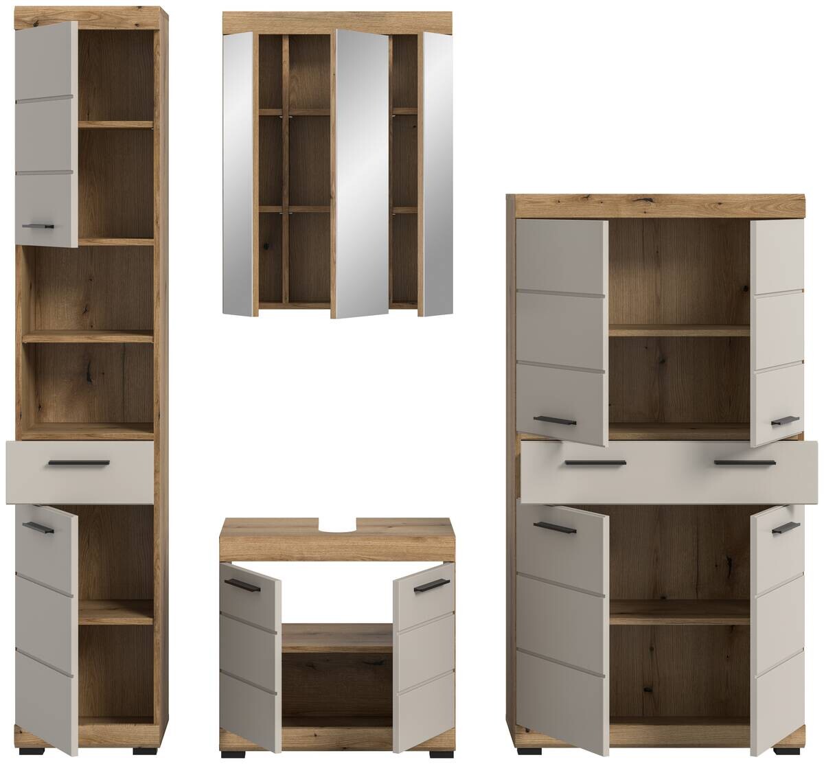 Badezimmer-Set Scout Evoke Oak Nachbildung Kaschmirgrau Nachbildung B/H/T: ca. 201x191x34 cm