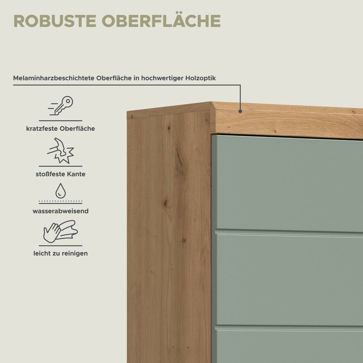 Badezimmer-Set Scout Eiche Artisan Nachbildung salbei Nachbildung B/H/T: ca. 74x141x31 cm