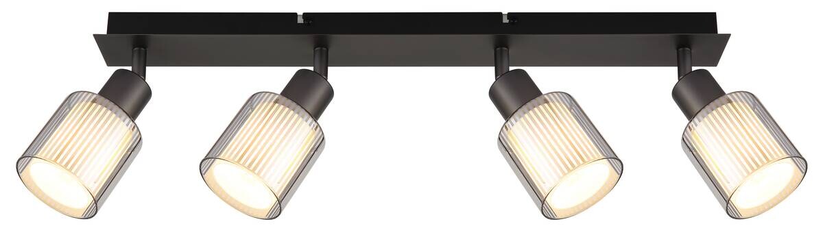 GLOBO Strahler Chrom schwarz Metall Glas B/H/L: ca. 10,5x56,5x16,5 cm E14 4 Brennstellen