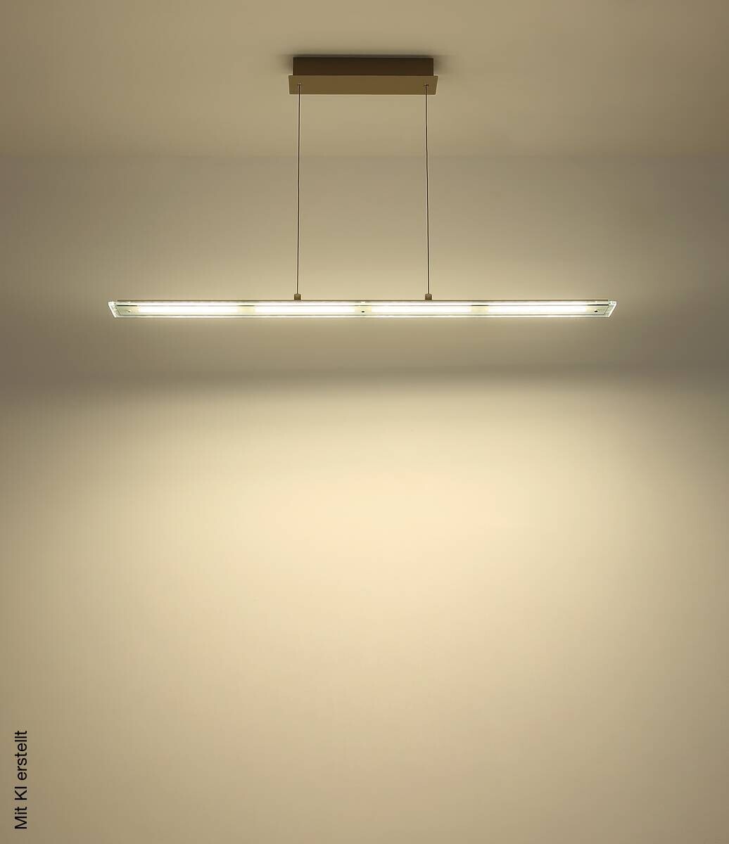 GLOBO LED-Pendelleuchte Novak sand Metall Glas B/L/D: ca. 9x115x150 cm