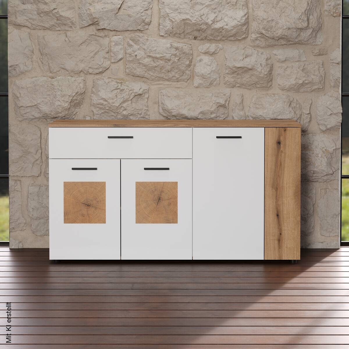 Sideboard Vitoria weiß Eiche Evoke Coast Nachbildung B/H/T: ca. 150x83x42 cm