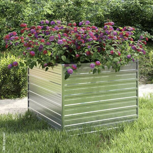 Garten-Hochbeet silber Stahl B/H/L: ca. 100x77x100 cm