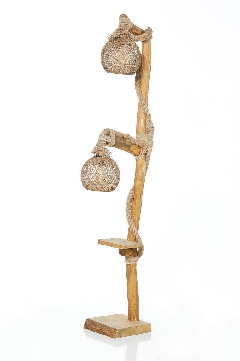 Opviq Stehleuchte Arboretum natur Holz B/H/T/L/D: ca. 24x140x24x24x24 cm E27 2 Brennstellen
