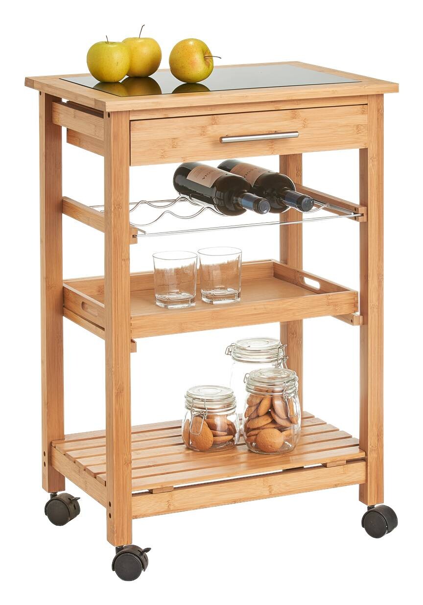 Zeller Küchenrollwagen braun Glas B/H/L: ca. 40x85x58 cm