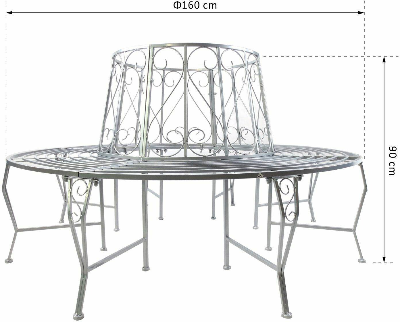 Outsunny Gartenbank silber Metall H/D: ca. 90x160 cm