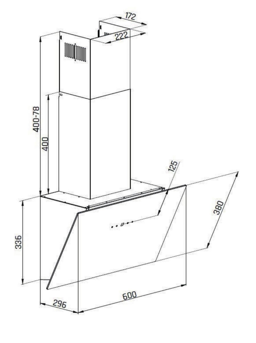 Mican Dunstabzugshaube KHA530TMFSA+ schwarz Metall B/H/T: ca. 60x53,6x29,6 cm
