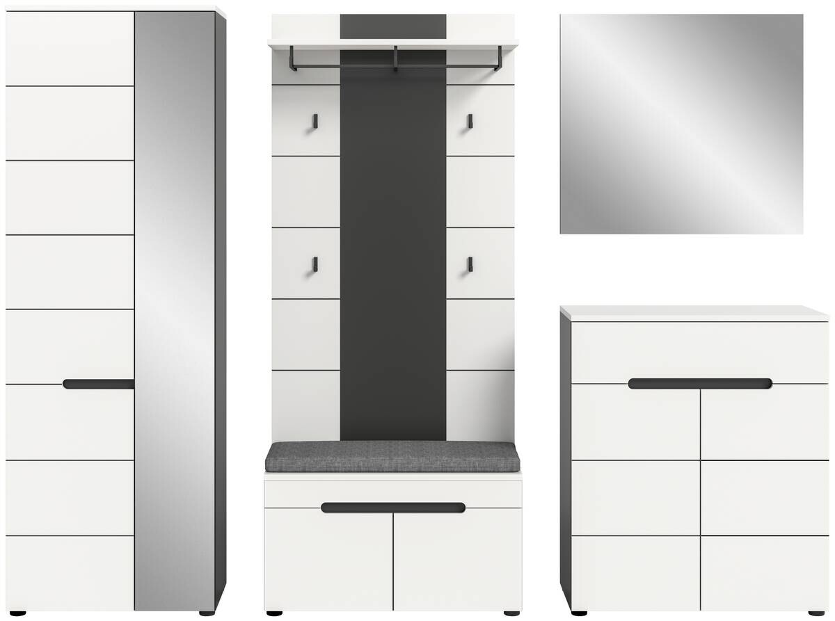 Garderobe Canu basaltgrau Nachbildung weiß B/H/T: ca. 255x190x37 cm