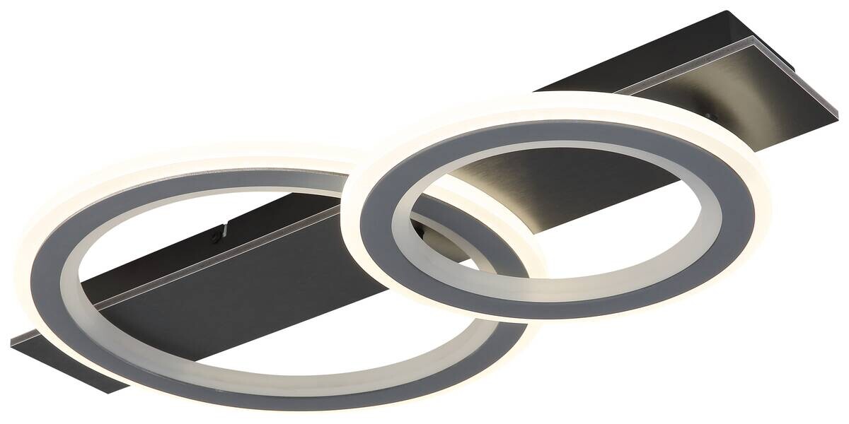 GLOBO LED-Deckenleuchte grau mattschwarz Opal Kunststoff Acryl Metall B/H/L: ca. 37x8x63 cm 1 Brennstellen