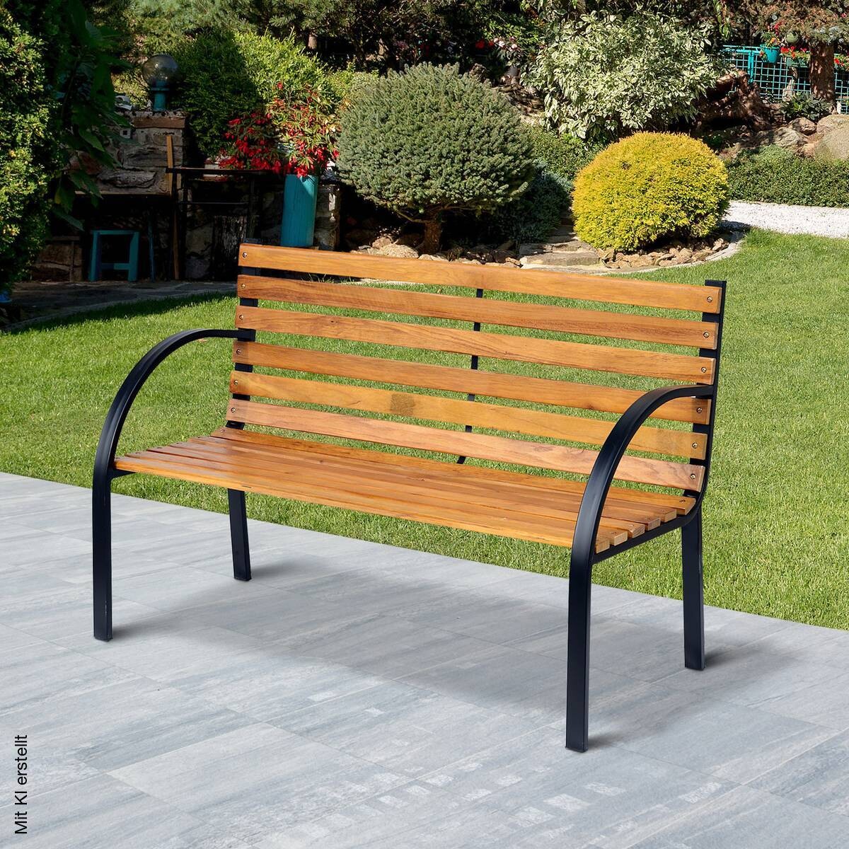 Outsunny Gartenbank natur Metall B/H/L: ca. 60x80x122 cm