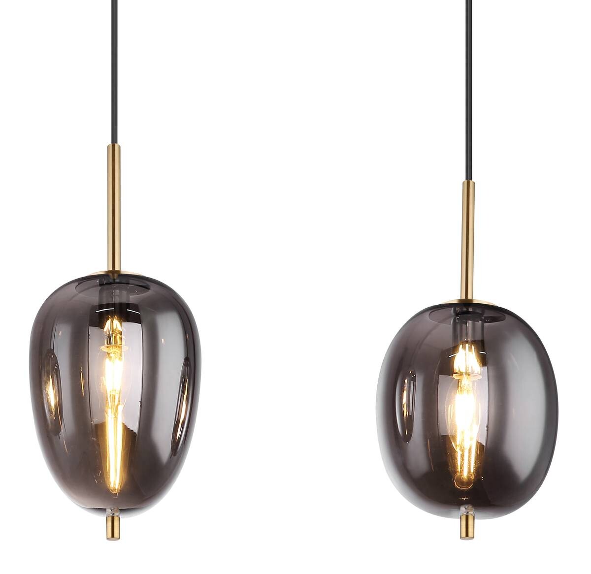 GLOBO Pendelleuchte Blacky messing Metall Rauchglas B/H/L: ca. 18,5x120x110 cm E14 4 Brennstellen