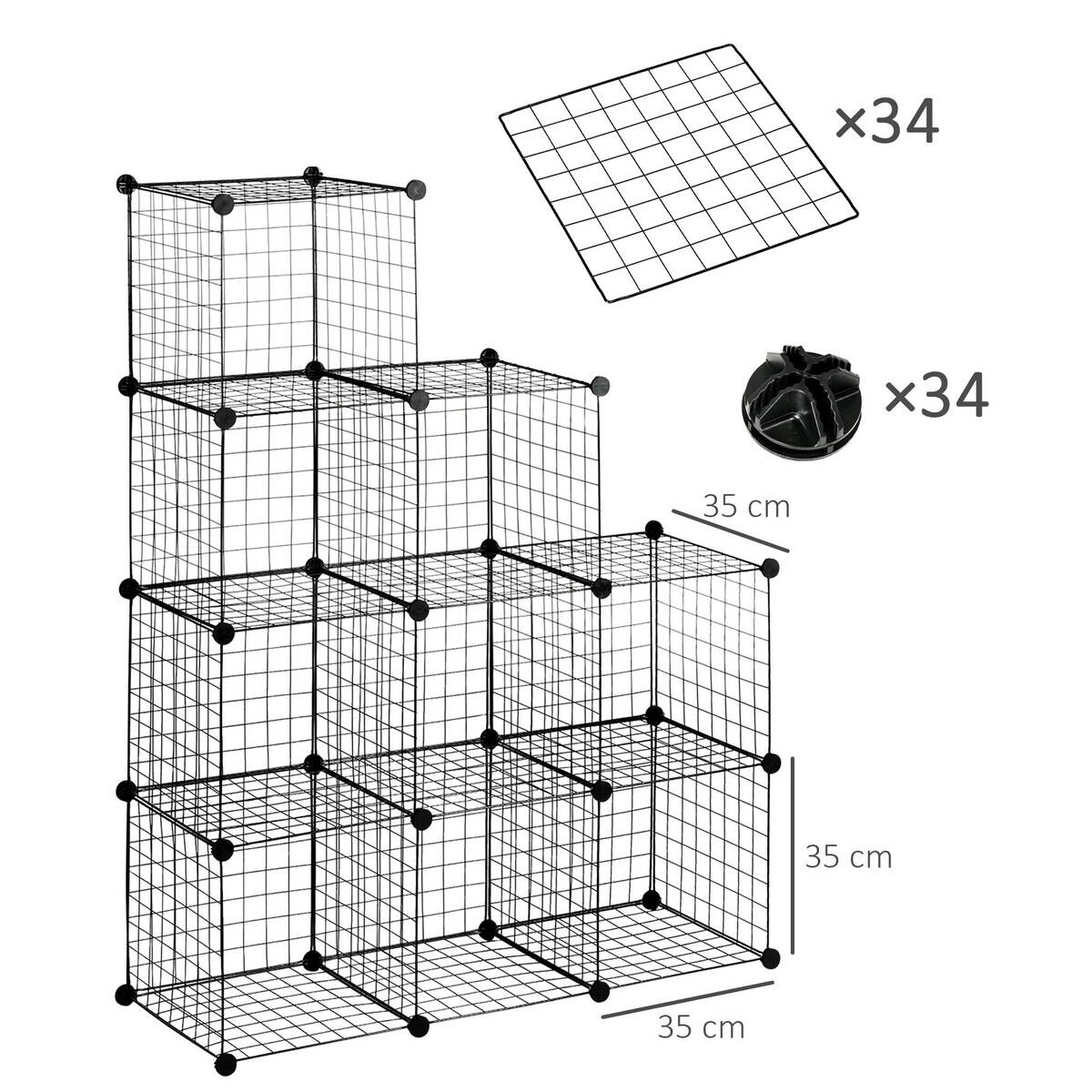 HOMCOM Regal schwarz Kunststoff B/H/L: ca. 35x35x35 cm