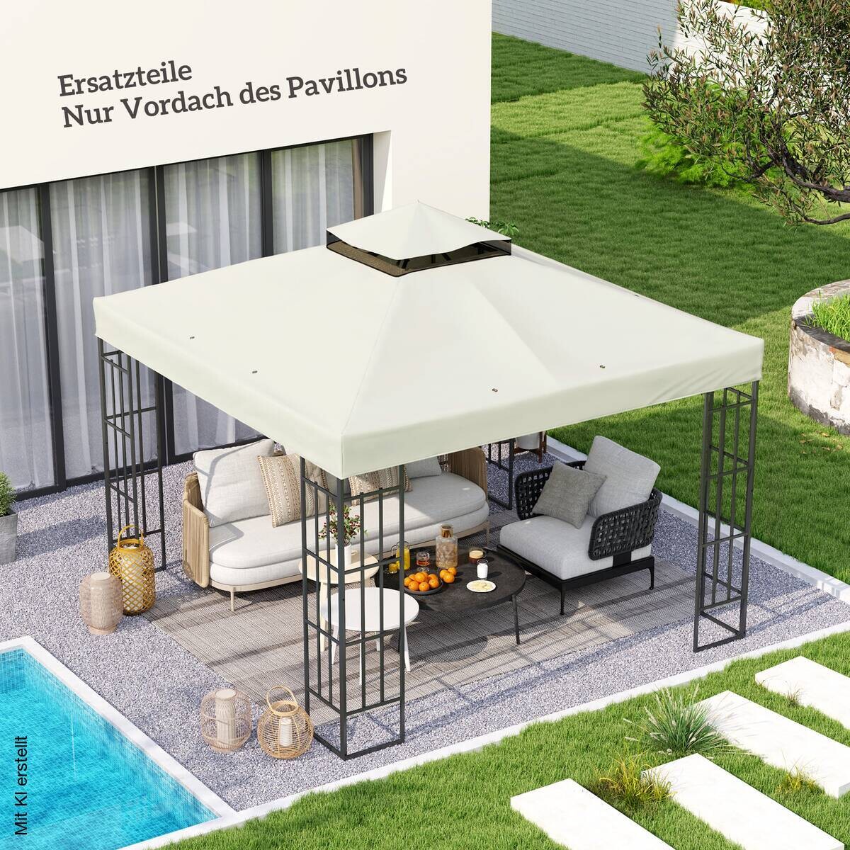 Outsunny Pavillondach hellgrau Polyester B/H/L: ca. 300x1x300 cm