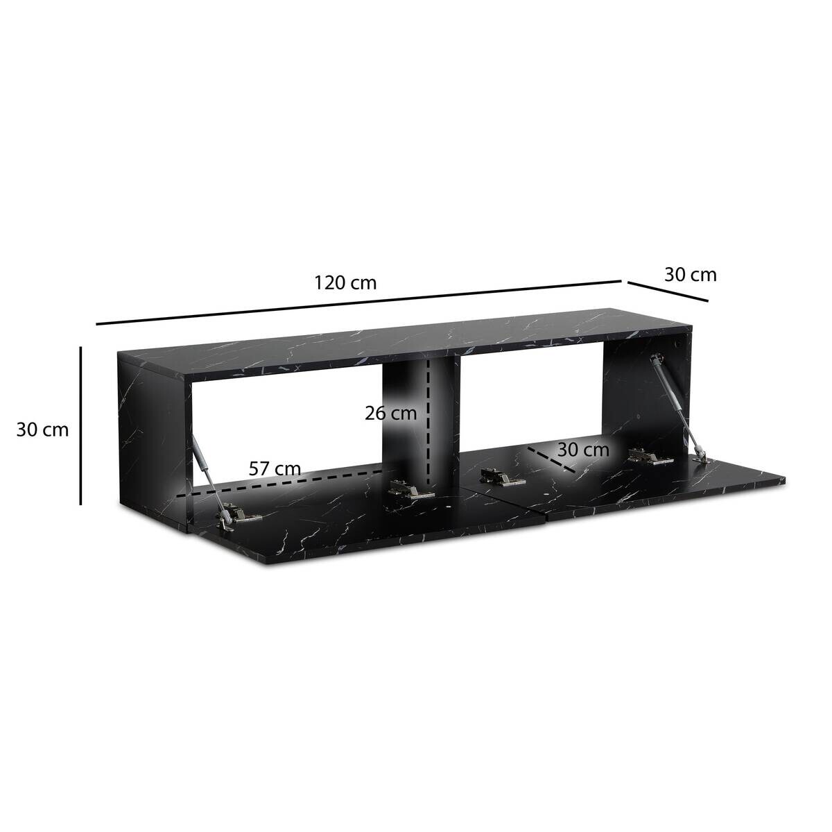 Lowboard schwarz Marmor Optik B/H/T: ca. 120x30x30 cm