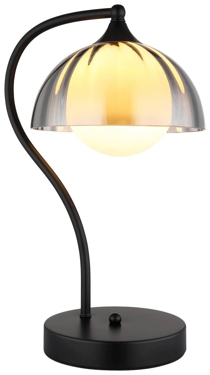 GLOBO Tischleuchte EVA 50200108 Rauch schwarz Opal Glas Metall B/H/L: ca. 24,5x39,5x20 cm G9 1 Brennstellen