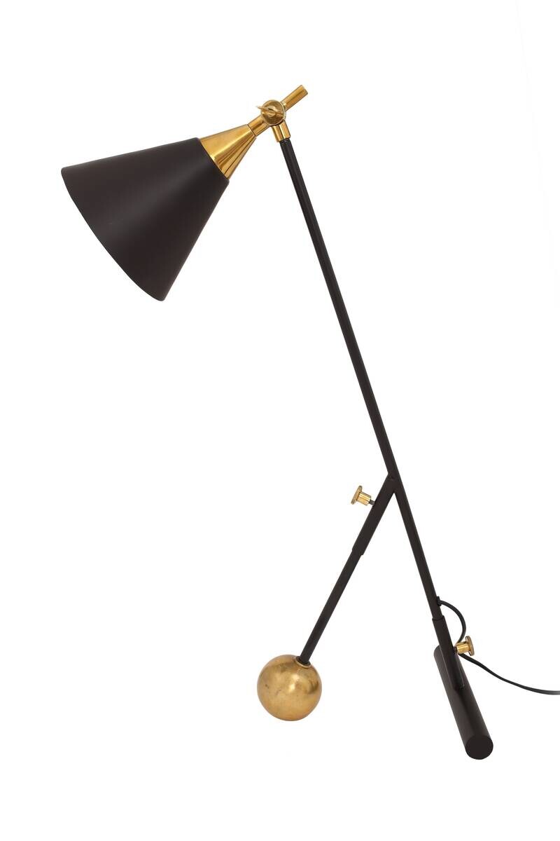 Kayoom Tischleuchte schwarz gold Eisen Messing Aluminium B/H/L: ca. 16x76x50 cm E27 1 Brennstellen