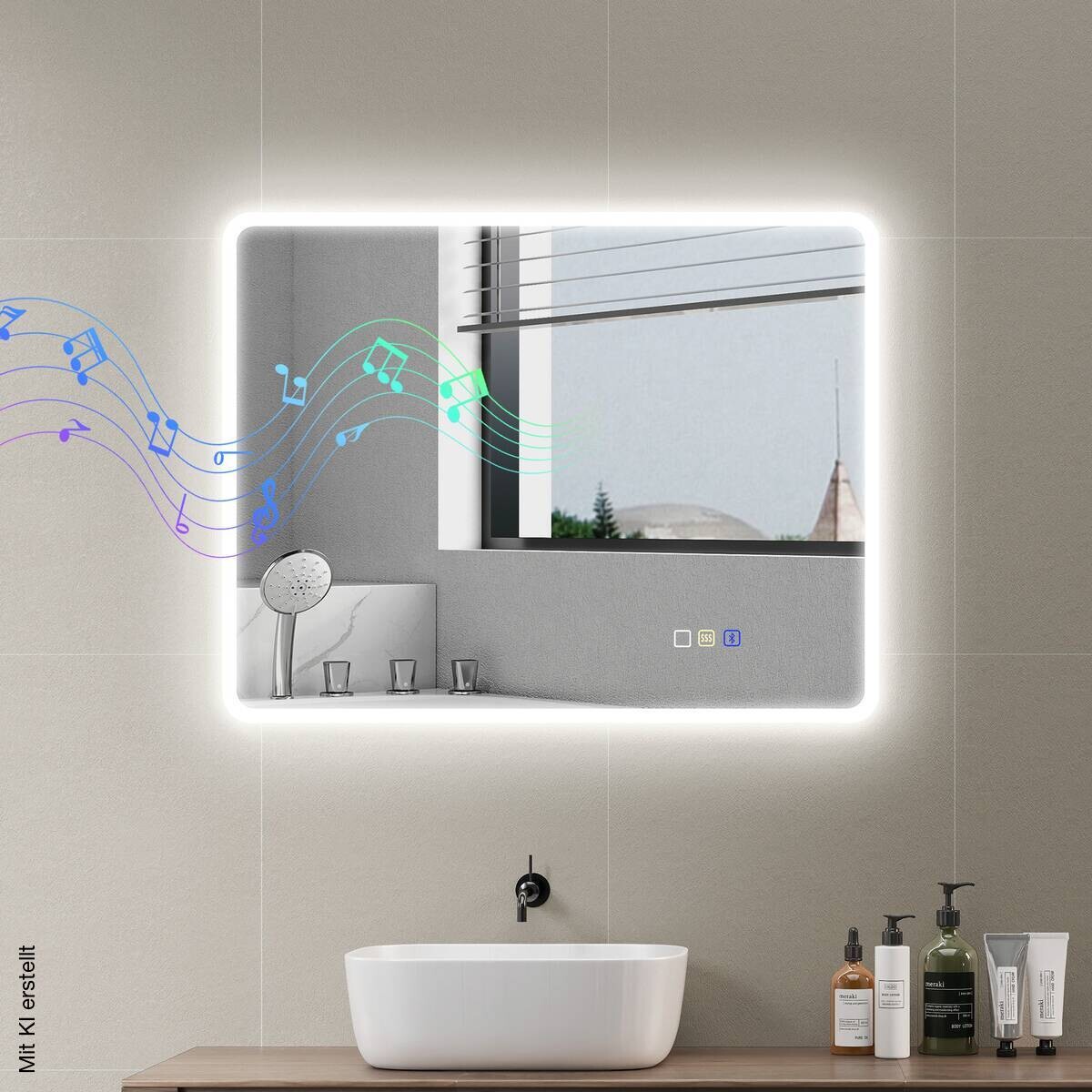 HOMCOM LED-Bad-Spiegel silber B/H/L: ca. 3,5x70x90 cm