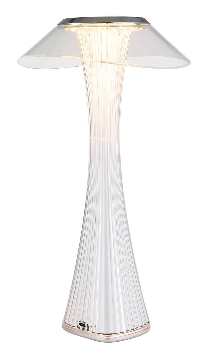 GLOBO Tischleuchte weiß klar Chrom Acryl Kunststoff H/D: ca. 27,4x15,1 cm 1 Brennstellen