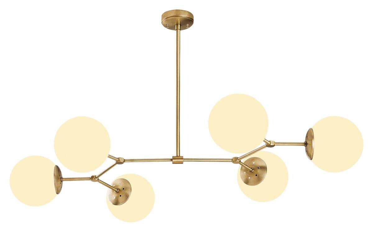 Opviq Pendelleuchte Damar-6322 weiß gelb Metall Glas B/H/T/L: ca. 100x48x58x100 cm E27 6 Brennstellen