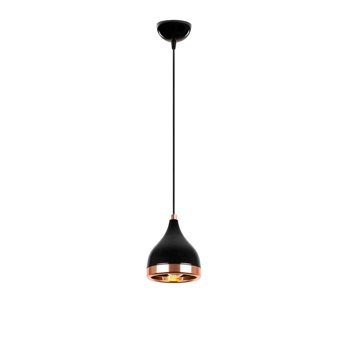 Opviq Pendelleuchte Yildo Kupfer schwarz Metall B/H/T/L/D: ca. 15x135x15x15x15 cm E27 1 Brennstellen