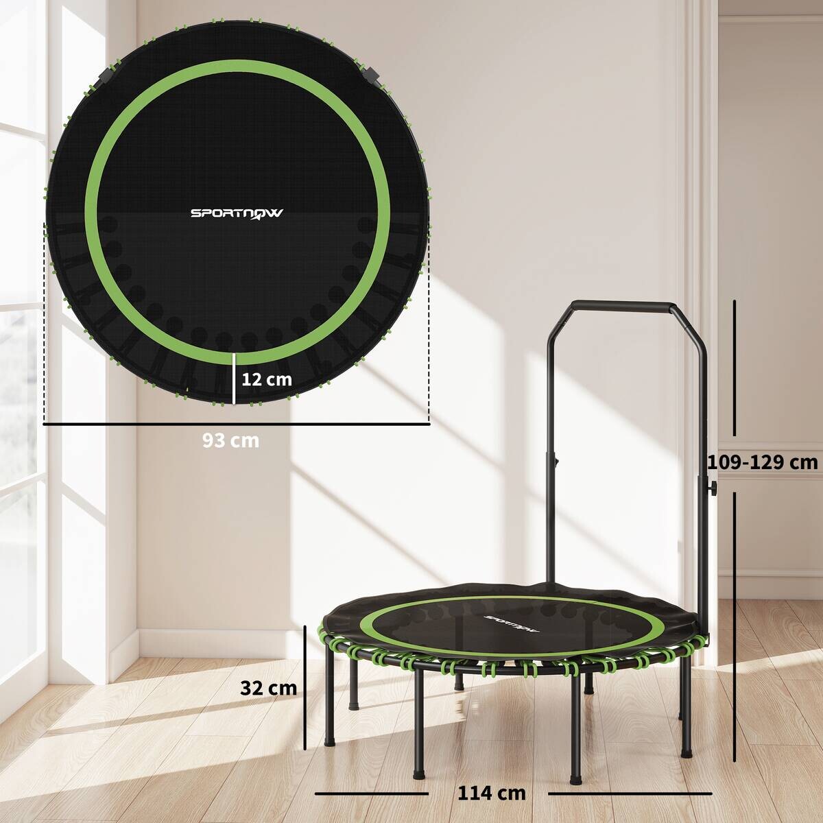 SPORTNOW Fitness Trampolin grün B/H/L: ca. 114x129x114 cm