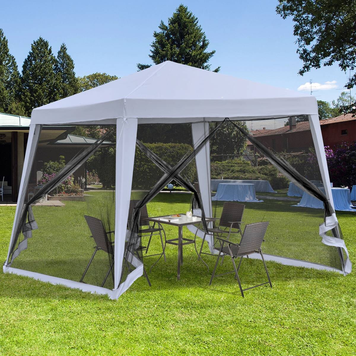 Outsunny Pavillon grau Stahl B/H/L: ca. 300x245x300 cm