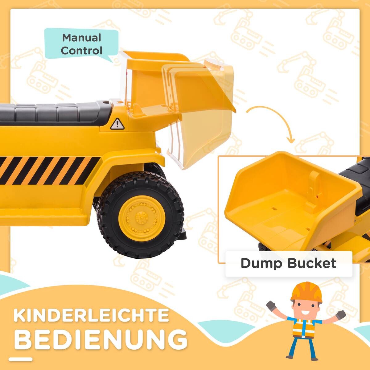 HOMCOM Elektro Kindertraktor gelb B/H/L: ca. 36x74,5x43,5 cm
