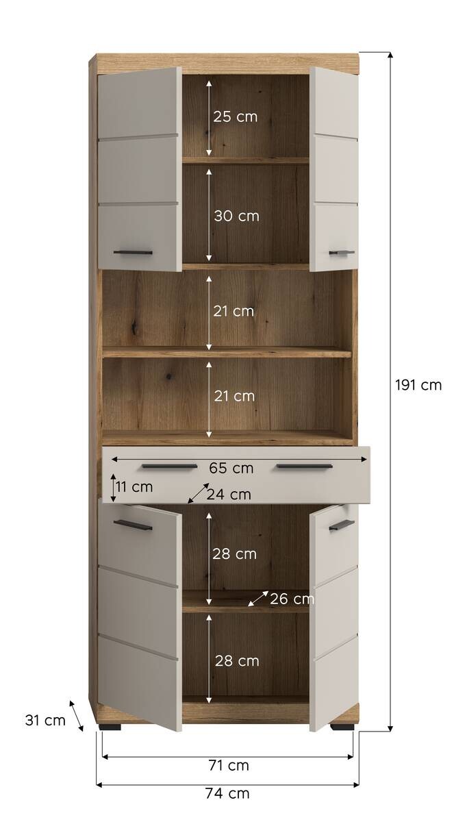 Badhochschrank Scout Evoke Oak Nachbildung Kaschmirgrau Nachbildung B/H/T: ca. 74x191x31 cm