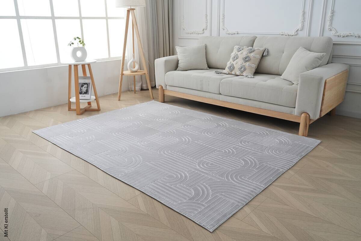 Kayoom Teppich Calma 125 silber B/L: ca. 200x290 cm