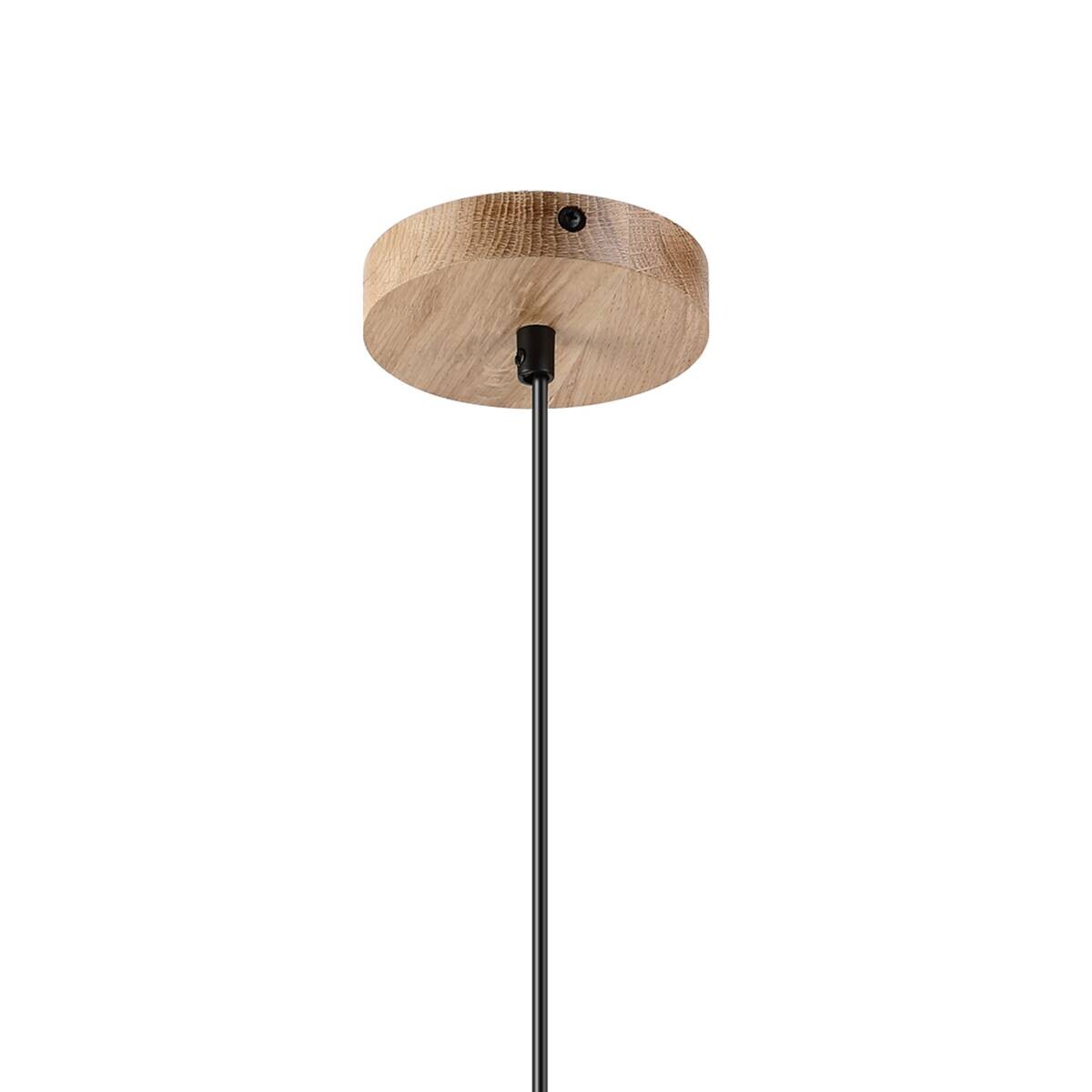 Lamkur Pendelleuchte Eiche Glas B/H/L: ca. 30x113x30 cm E27 1 Brennstellen